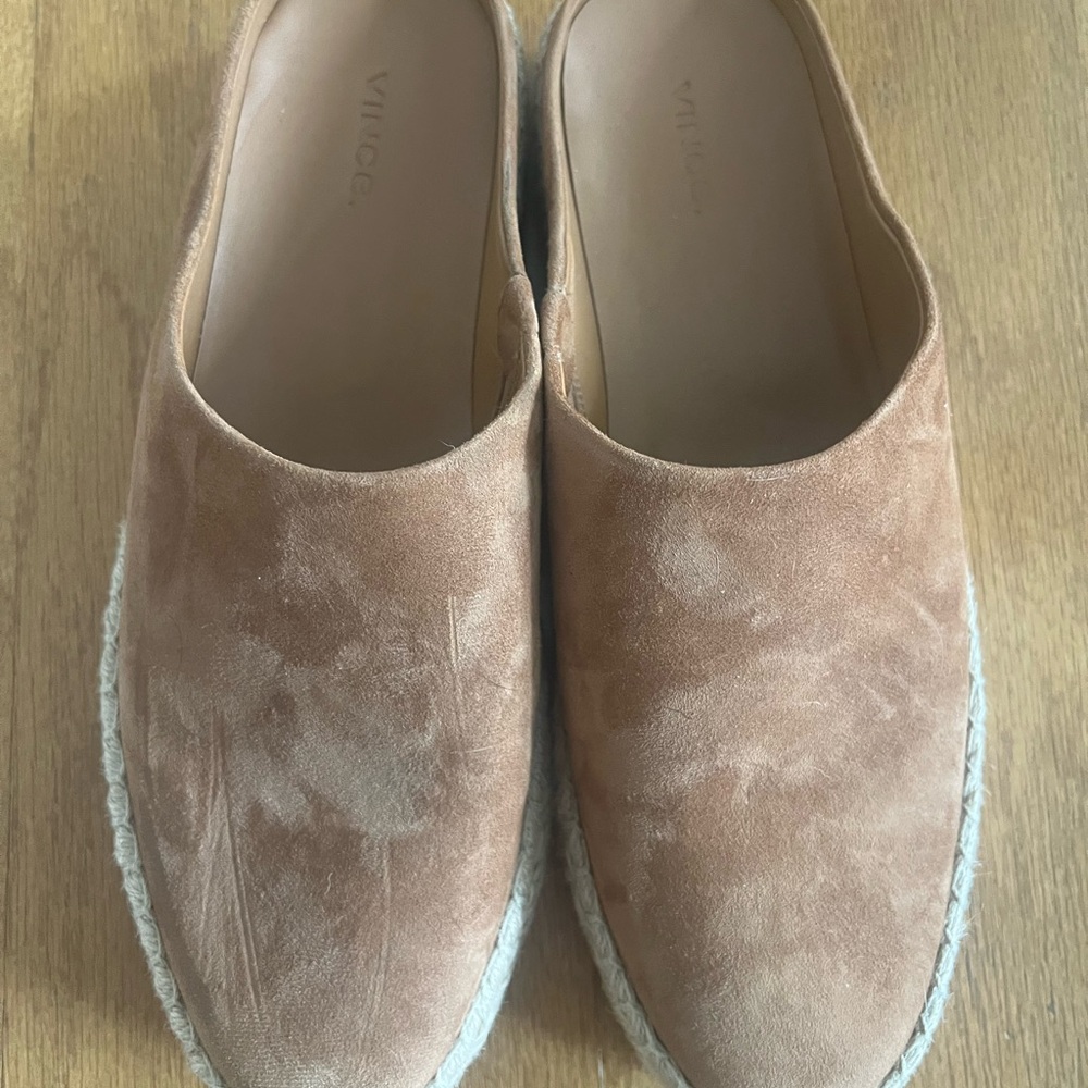 Vince Women's Tan Suede Slip-On Shoes